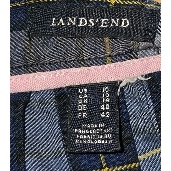 Preppy Plaid Pleated Skirt Womens Size 10 Lands' End Blue School Uniform GUC - Picture 3 of 4